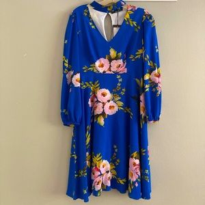 NWT Arefeva cutout blue dress with flowers size 6/S